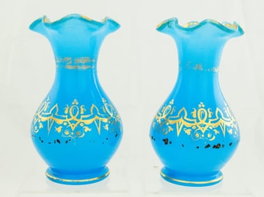 PAIR OF SMALL BOHEMIAN OPALINE GLASS VASES