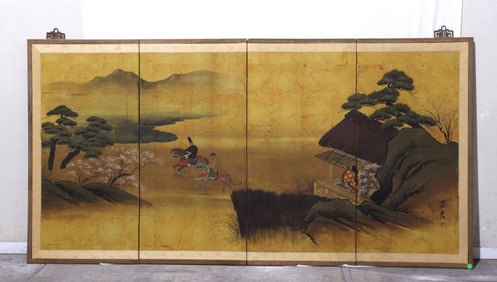 FOUR PANEL JAPANESE FLOOR SCREEN