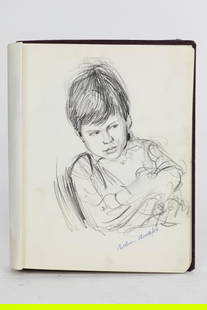 WILLIAM SHOWELL, CANADIAN (1903 - 1984): A sketch of a mischievous young boy. Signed to read William Showell. William Showell (1903 - 1984) was a Canadian painter, known for landscape, portrait and nude paintings. L: 7 1/2 in. H: 10 in.