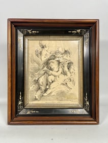 FRAMED FRENCH PRINT OF CHERUBS