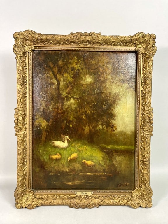 CHARMING OIL ON CANVAS PAINTING OF DUCKS BY MAINTS (1 of 6)
