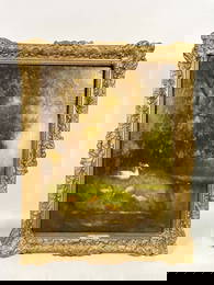 CHARMING OIL ON CANVAS PAINTING OF DUCKS BY MAINTS