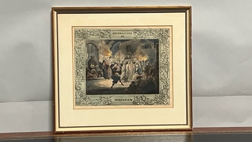 PAINTING ON PAPER "EIN BRAUTZUG IN JERUSALEM"