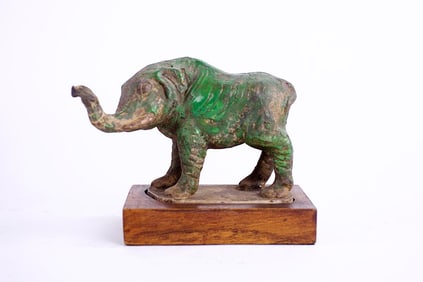 BRONZE FIGURE OF AN ELEPHANT