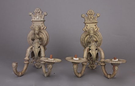 PAIR OF BRONZE SCONCES