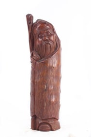 HAND CARVED BAMBOO FIGURE OF A OLD MAN