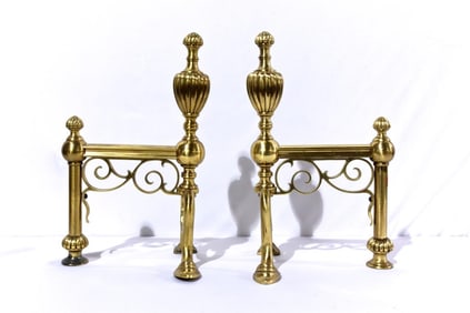 PAIR OF BRASS FIREPLACE FENDERS