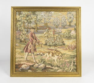 BEAUTIFUL FRENCH NEEDLEPOINT OF A HUNTING SCENE