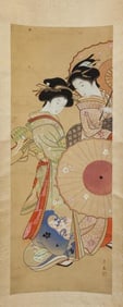 SCROLL PAINTING OF TWO JAPANESE BEAUTIES