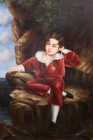 OIL PAINTING ON CANVAS, OF "THE RED BOY"