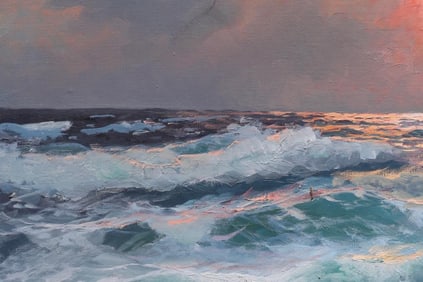 OIL PAINTING ON CANVAS, OF SEASCAPE