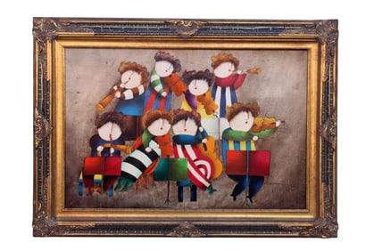FRAMED OIL PAINTING OF MUSICIANS