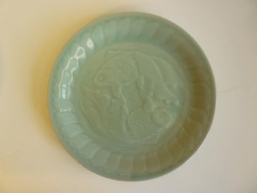 CHINESE CELADON MARRIAGE PLATE