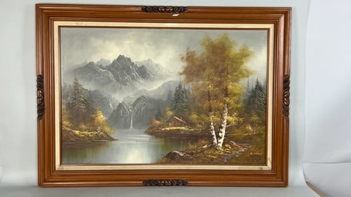 FRAMED OIL ON CANVAS PAINTING OF FALL LANDSCAPE