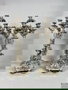 GRAND PAIR OF SILVER-PLATED SIX-LIGHT CANDELABRA