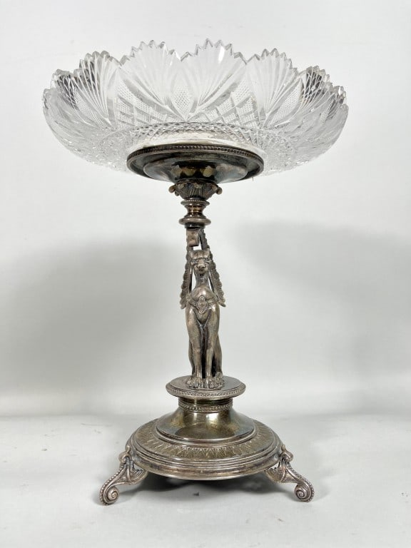 SILVER-PLATED & CUT GLASS CENTERPIECE TAZZA (1 of 5)