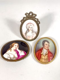 GROUP OF THREE FRAMED SMALL EUROPEAN PORTRAITS