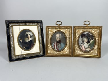 GROUP OF THREE SMALL FRAMED PORTRAITS