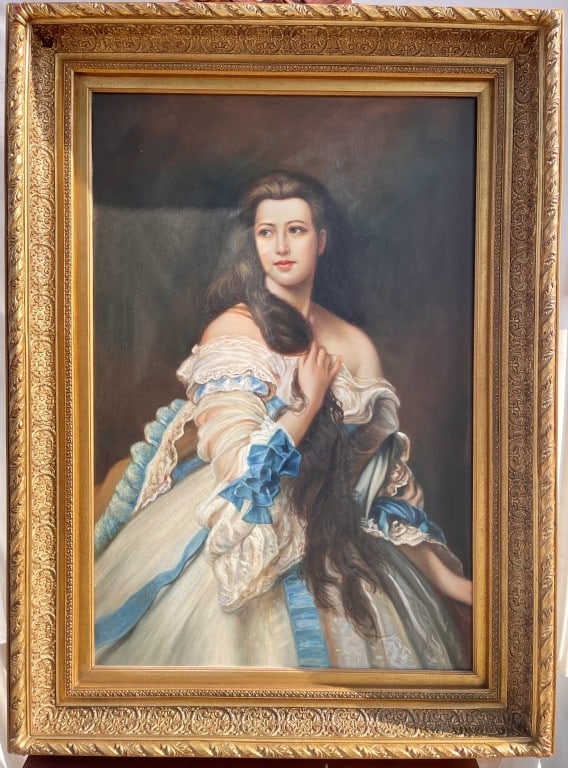 ELEGANT OIL ON CANVAS PORTRAIT OF A NOBLE LADY (1 of 5)