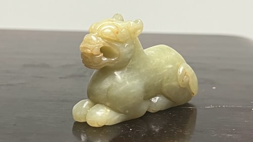 CHINESE CARVED STONE FIGURE, OF A MYTHICAL BEAST