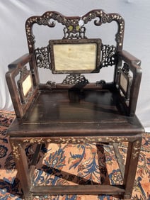 CHINESE WOODEN ARMCHAIR WITH INLAYS