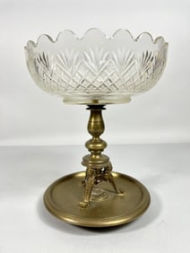 GILT BRONZE & CUT GLASS COMPOTE CENTERPIECE