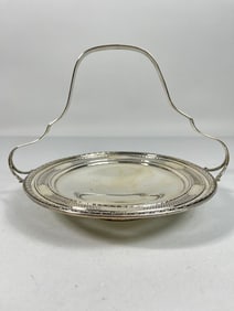 STERLING SILVER SERVING PLATE WITH HIGH HANDLE