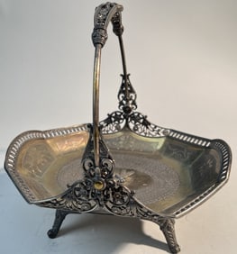 SILVER-PLATED CENTERPIECE WITH SWING HANDLE