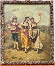 FRAMED PAINTING, OF MUSICIANS, BY J. CESCALO
