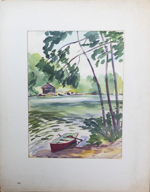 LIONEL FIELDING DOWNES, CANADIAN (1900 - 1972): A watercolor painting of a landscape scene. Signed on bottom right to read L. Fielding Downes. Lionel Fielding Downes was a Canadian artist, known for paintings. The record sold price for this artist 