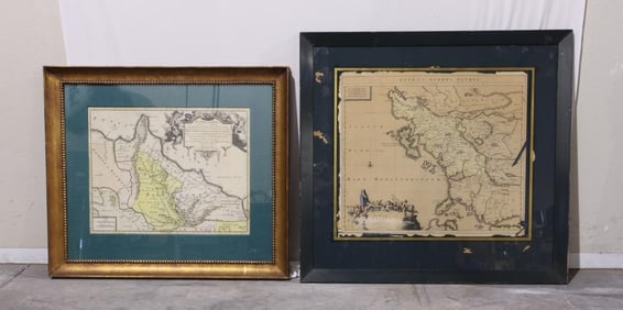 TWO FRAMED PRINTS OF MAPS