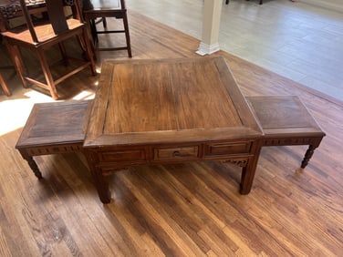 THREE-PIECE CHINESE CEREMONIAL COFFEE TABLE SET