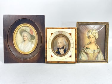 GROUP OF THREE ASSORTED EUROPEAN FRAMED PORTRAITS