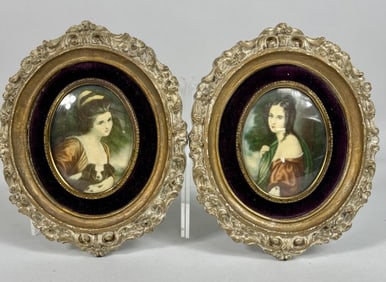 PAIR OF FRAMED OVAL MINIATURE PORTRAITS