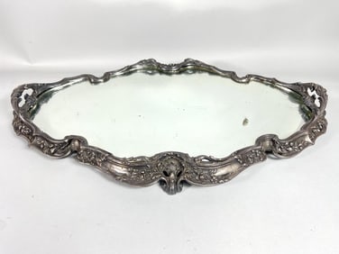 ROCOCO STYLE SILVER-PLATED MIRRORED PLATEAU