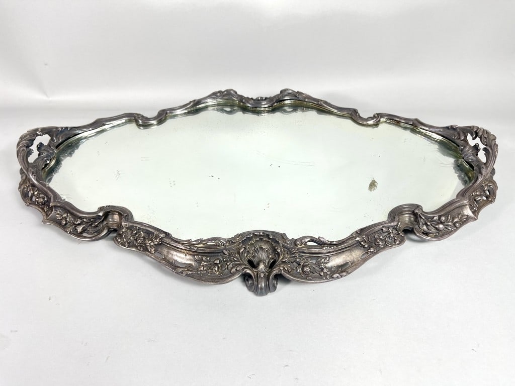 ROCOCO STYLE SILVER-PLATED MIRRORED PLATEAU (1 of 3)