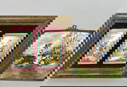 GROUP OF TWO HAND-PAINTED PORCELAIN PLAQUES