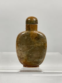 CHINESE CARVED BROWN STONE SNUFF BOTTLE