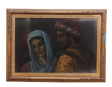 FRAMED OIL PAINTING OF A COUPLE BY SHLOSSBERG
