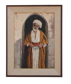 FRAMED OIL PAINTING OF A MAN BY SHLOSSBERG