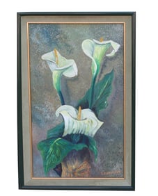 FRAMED OIL PAINTING ON CANVAS OF LILY