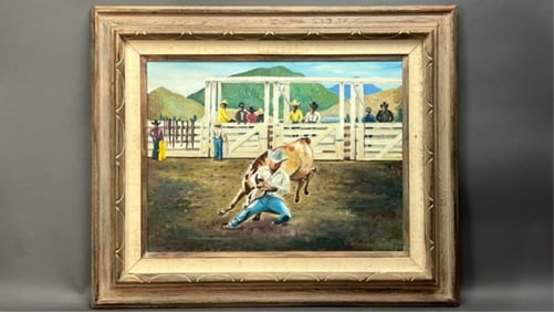 FRAMED PAINTING OF A RODEO