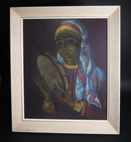 OIL PAINTING OF AN EXOTIC MUSICIAN BY SHLOSSBERG