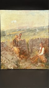 OIL PAINTING ON CANVAS, OF A FARM SCENE