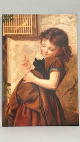 OIL PAINTING ON CANVAS, OF A BEAUTIFUL GIRL