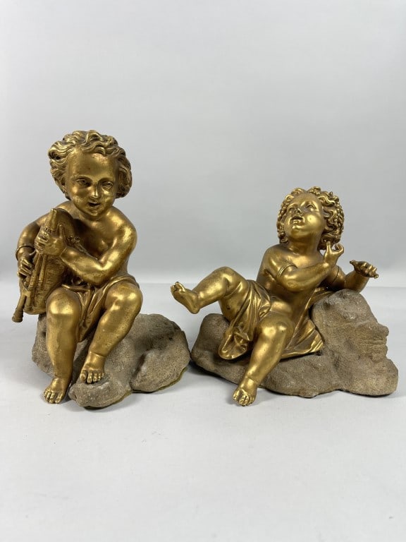 PAIR OF FRENCH GILT BRONZE CHERUB FIGURES (1 of 10)