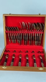 SET OF SILVER-PLATED FLATWARE, SERVICE FOR SIX (6)