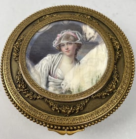 ROUND GILT BRONZE JEWELRY BOX