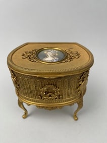GILT BRONZE ANTIQUE COMMODE DESIGN JEWELRY BOX