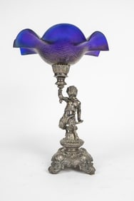 FINE 19TH C. SILVER-PLATED AND GLASS CENTERPIECE